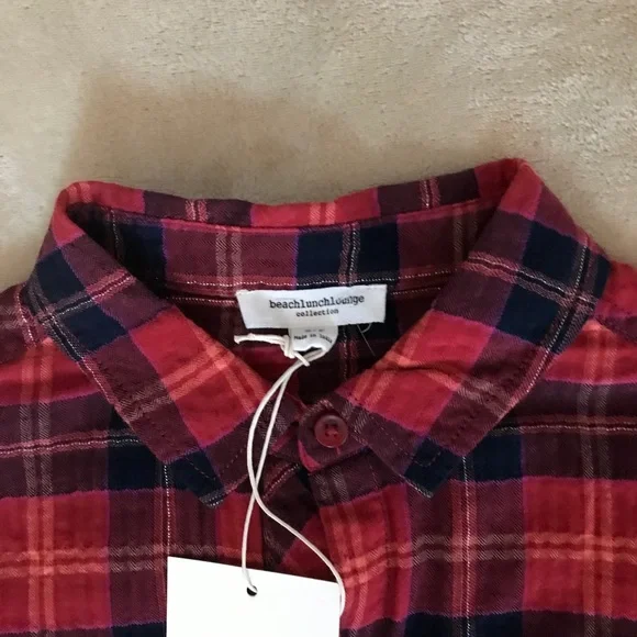 BeachLunchLounge Plaid Button-Up Top - Size S - Picture 7 of 9